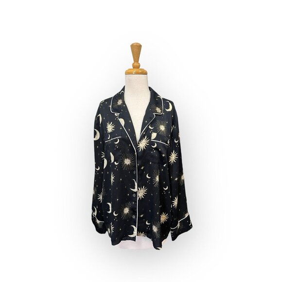 J. Crew Easy Luxe Long Sleeve Pajama Top in Twinkling Sky Print Size M Medium - Picture 1 of 7